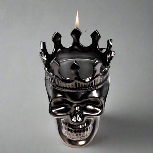 GUNMETAL ALEXANDRE SKULL CANDLE