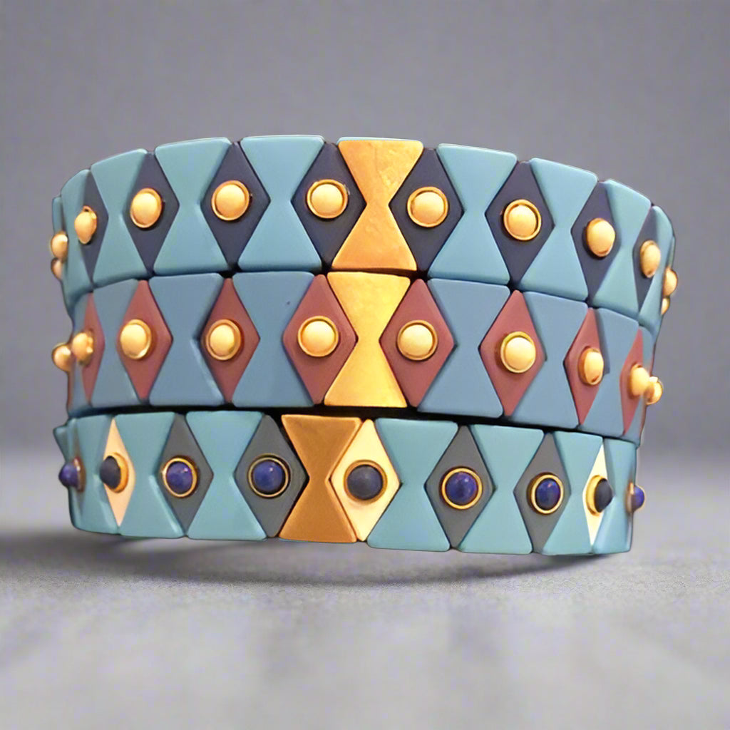 BLUE RUBBER EVIL EYE BRACELET