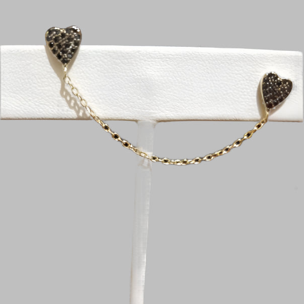 BLK CZ HEART EARRING-BLK CS HEART