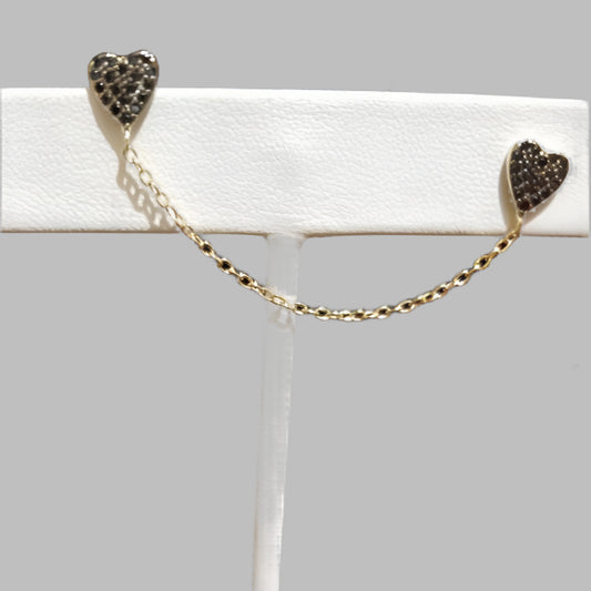 BLK CZ HEART EARRING-BLK CS HEART