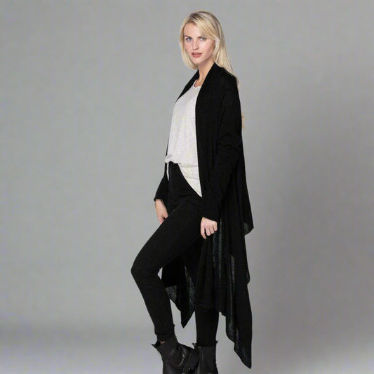 CASHMERE FOUR WAY WRAP IN BLACK