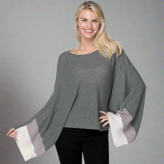 CASHMERE COLOR BLOCK OVERSIZED PULLOVER