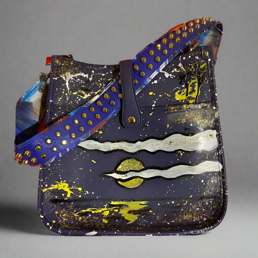 BLUE MOON HAND PAINTED MESSENGER BAG