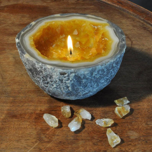 CRYSTAL GEODE CITRINE CANDLE