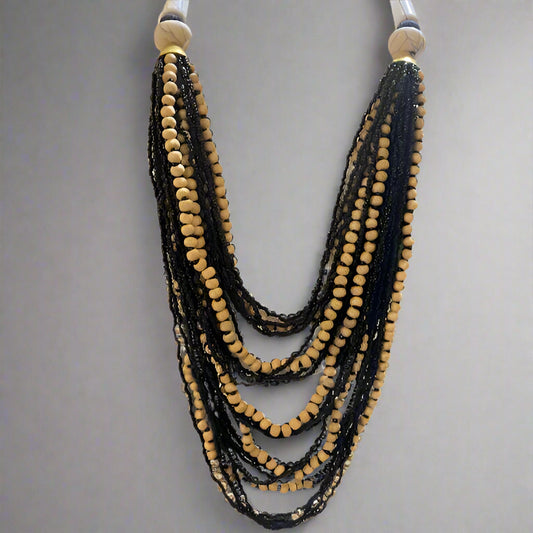 WOOD MULTI STRAND NECKLACE