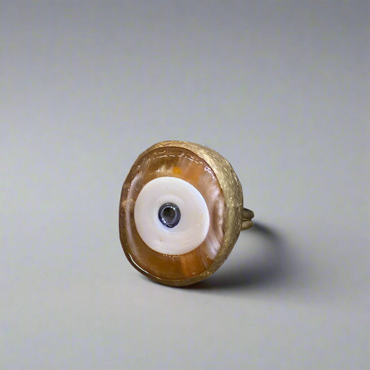 BRASS & EVIL EYE RING