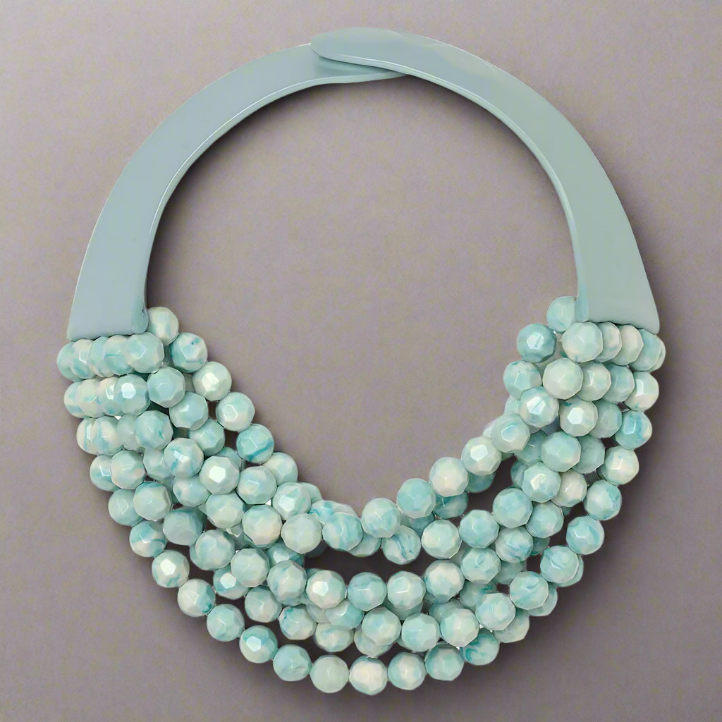BELLA TIE DYE AQUA RESIN NECKLACE