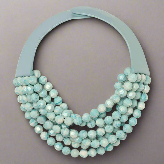 BELLA TIE DYE AQUA RESIN NECKLACE