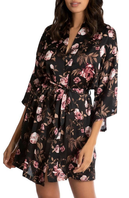 BLACK FLORAL ROBE