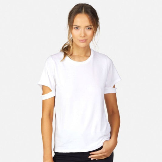 BADGLEY WHT CUTOUT TEE