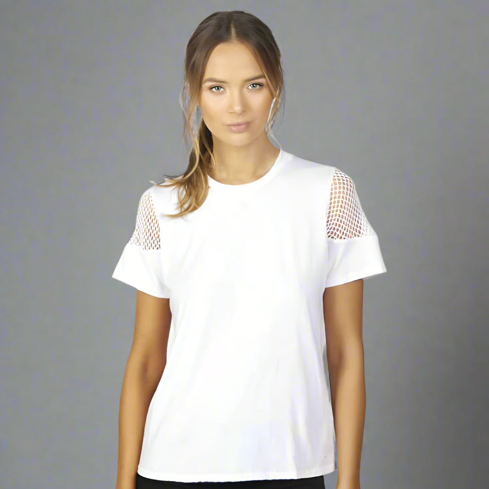 ABE WHT TEE W MESH