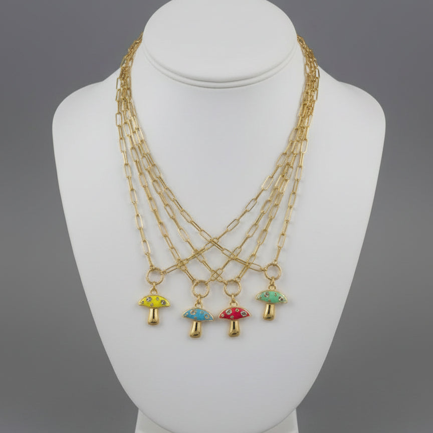 ASST ENAMEL MUSHROOM NECKLACE