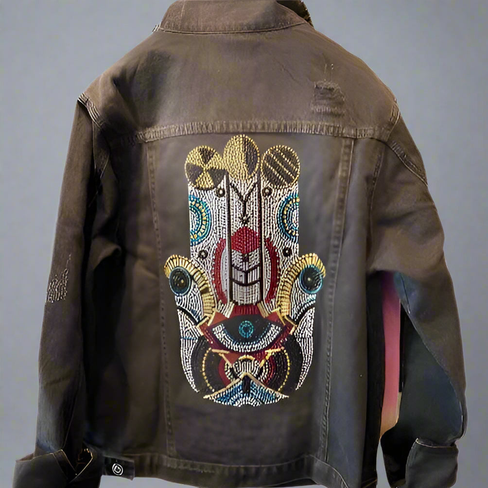 BLACK DENIM HAMSA JACKET