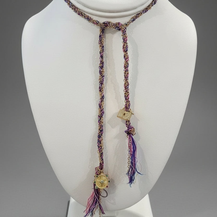 BRAIDED NECKLACE W/ CHARMS