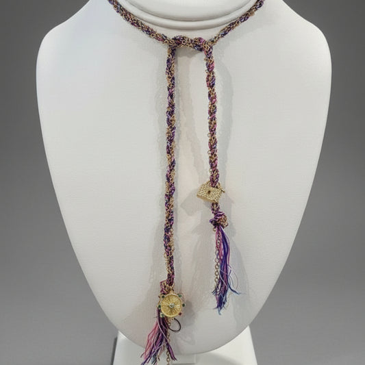 BRAIDED NECKLACE W/ CHARMS