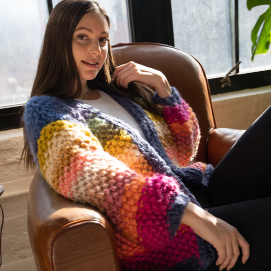 RAINBOW KNITTED KIMONO/CARDIGAN