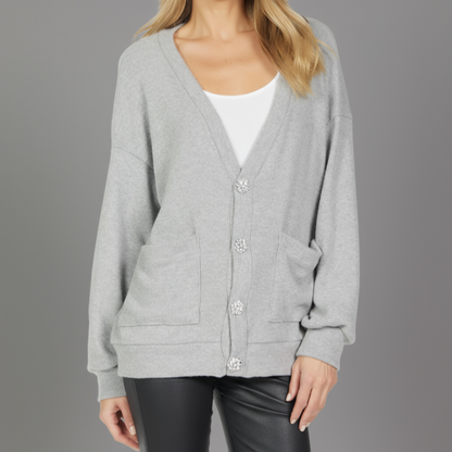 QUIMBY CRYSTAL BUTTON OVERSIZED CARDIGAN