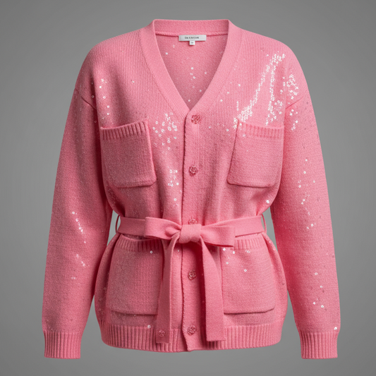 Pink Sequin Cardigan