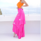 PINK RUCHED DRESS/SKIRT W/SILVER GLITTER