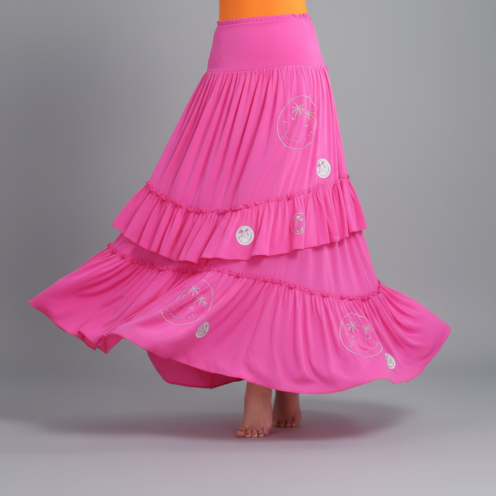 PINK RUCHED SKIRT WITH SILVER GLITTER