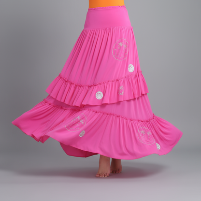 PINK RUCHED SKIRT WITH SILVER GLITTER