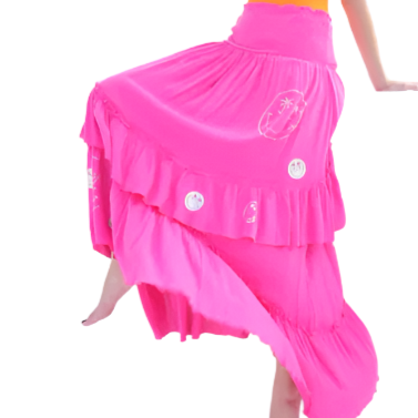 PINK RUCHED DRESS/SKIRT W/SILVER GLITTER