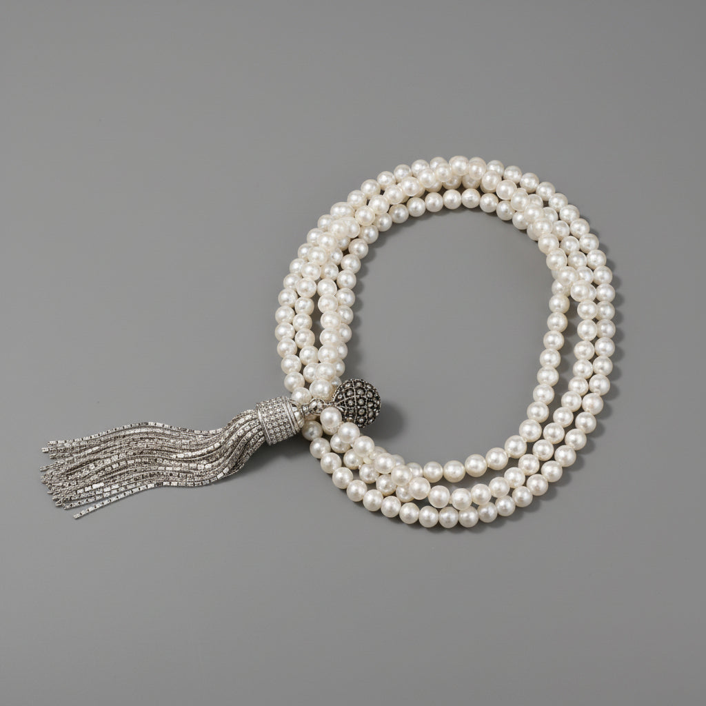 (4) PIECE PEARL SET TASSLE BRACELET