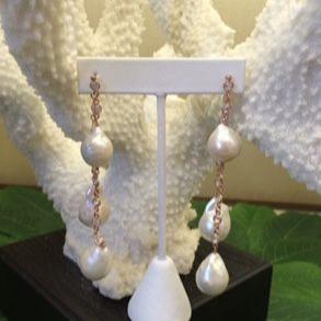 BAROQUE PEARL ROSE CZ EARRINGS-EARRINGS