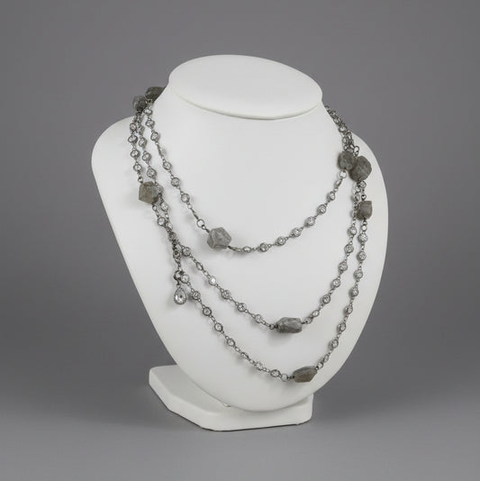 30" STONE AND CRYSTALS NECKLACE