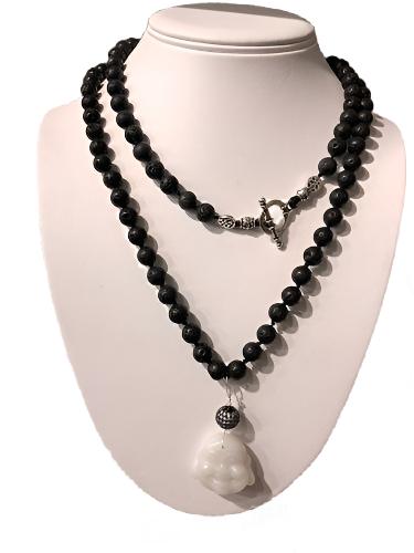 BLKLAVA GEMSTONES PEARL BUDHA-NECKLACE