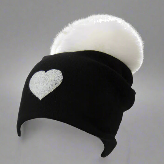 REVERSIBLE BLACK CASHMERE HAT