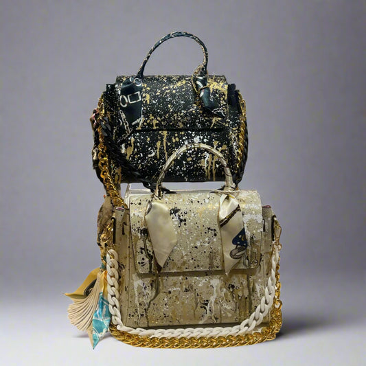 VICKY BLACK METALLIC SPLAT / IVORY METALLIC SPLAT