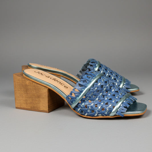 MARIA BLUE WOVEN LEATHER SANDAL