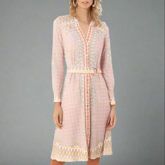 EMORY BELTED JERSEY MIDI DRESS