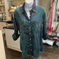 TURQUOISE ROSE PRINT SHIRT