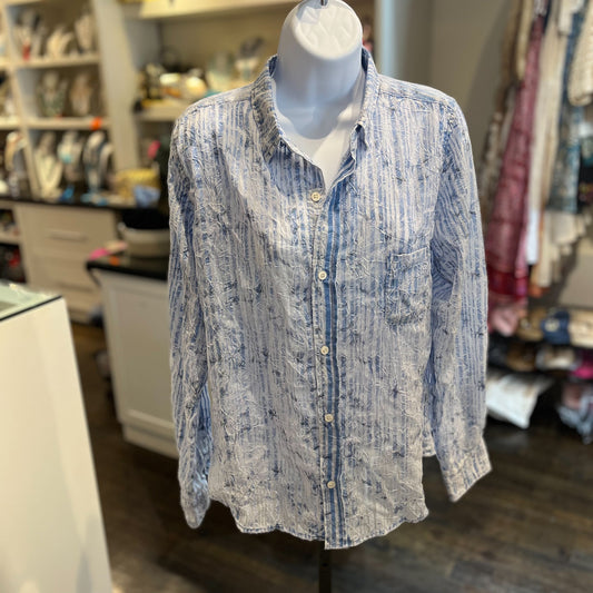 BLUE ALL OVER EMBROIDERY SHIRT