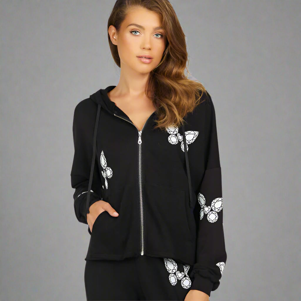 GISELLE DIAMOND BUTTERFLY ZIP HOODIE