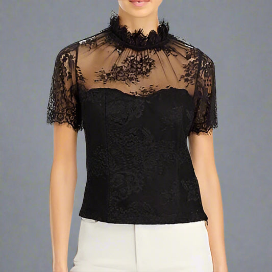 BLACK LACE TOP