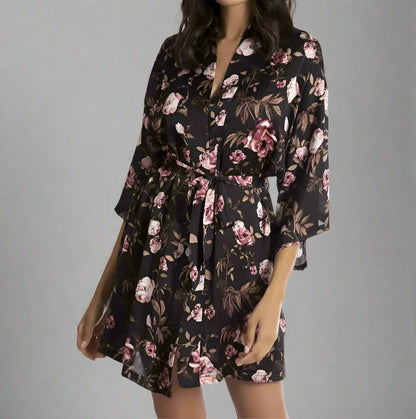 JULIETTE ROSE PRINT SATIN WRAPPER