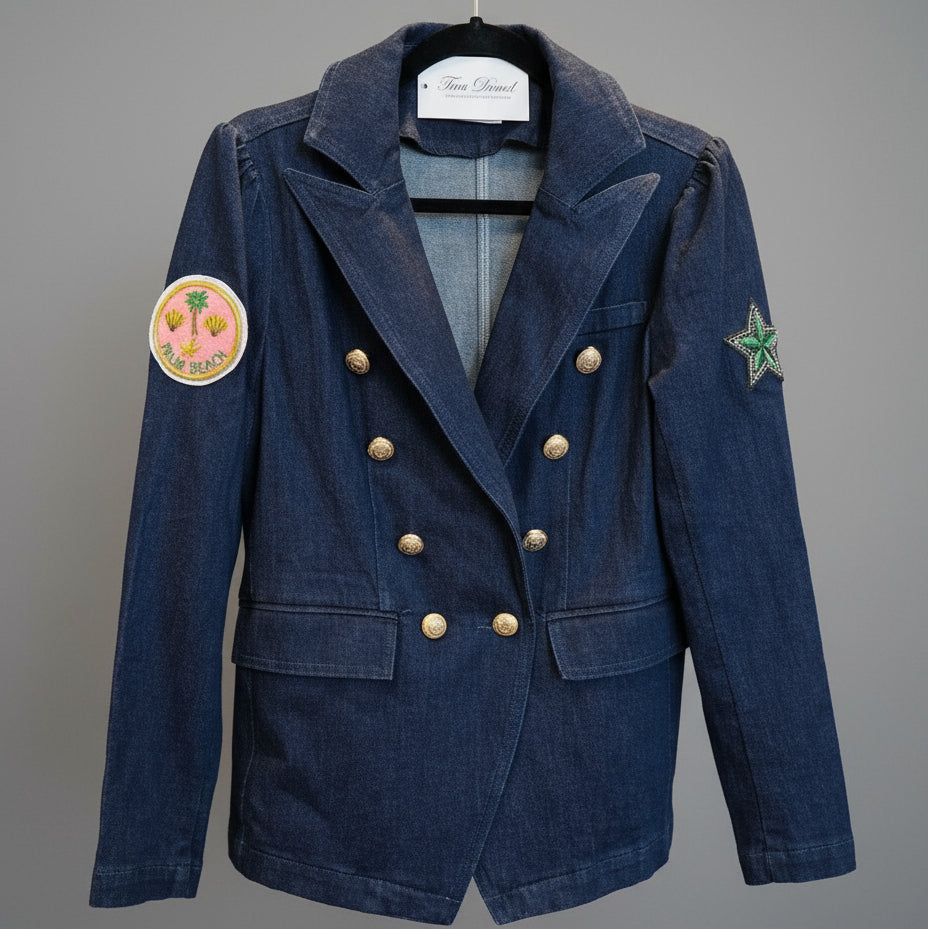 RIO DENIM BLAZER WITH PALM BEACH PATCH