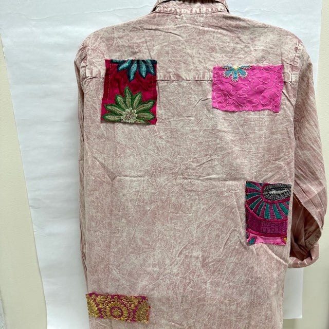 DUSTY ROSE BLOUSE W PATCHES
