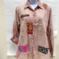 DUSTY ROSE BLOUSE W PATCHES