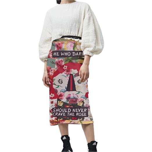 THORN ROSE SILK SKIRT