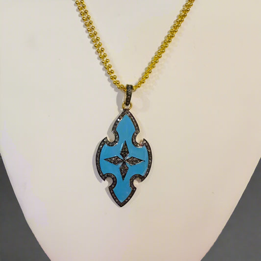 ENAMEL PENDANT W ROSE CUT DIAMONDS