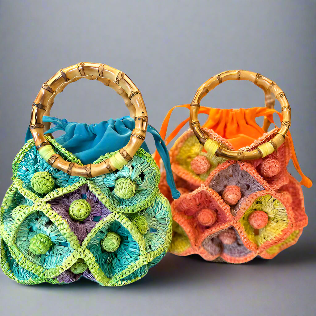 JUNE FLOWER STRAW TOP HANDLE BAG