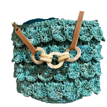 MICHELLE RUFFLED WOVEN BAG