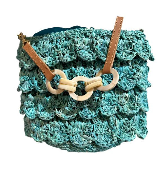 MICHELLE RUFFLED WOVEN BAG