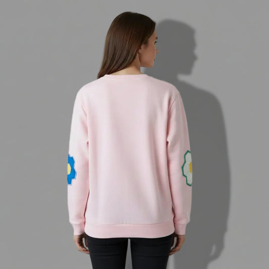 SWEATSHIRT WITH QUILT ELBOW PATCHES