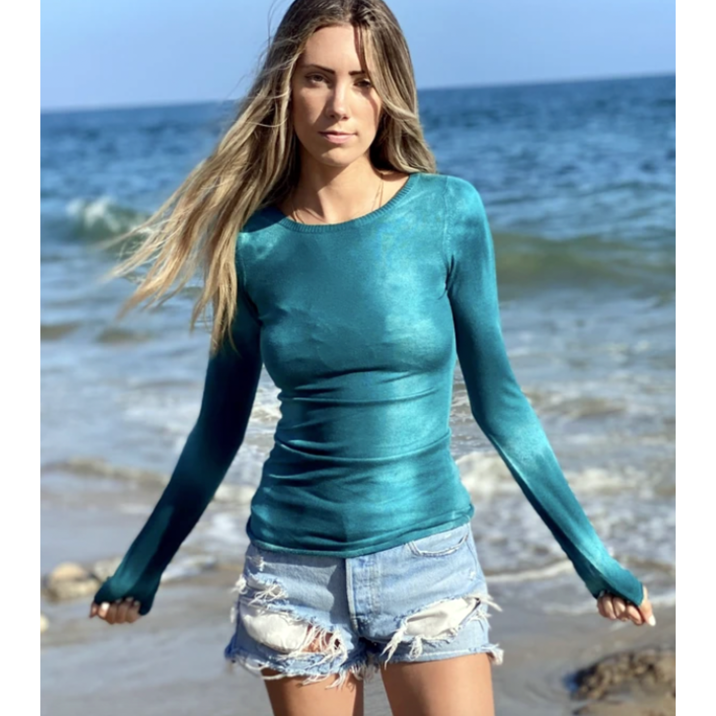 TIE DYE FITTED CASHMERE TOP