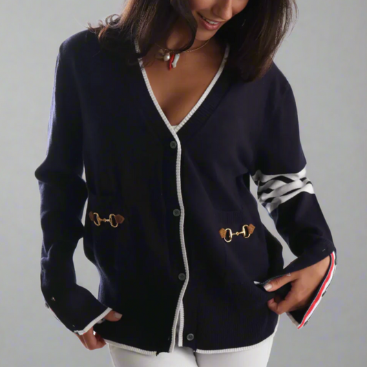 HARPER  CARDIGAN WITH HORSEBIT ACCENT